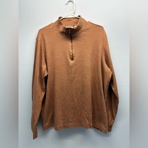 Women’s blair tan 3/4 zip ribbed long sleeve pull over lightweight sweater XL